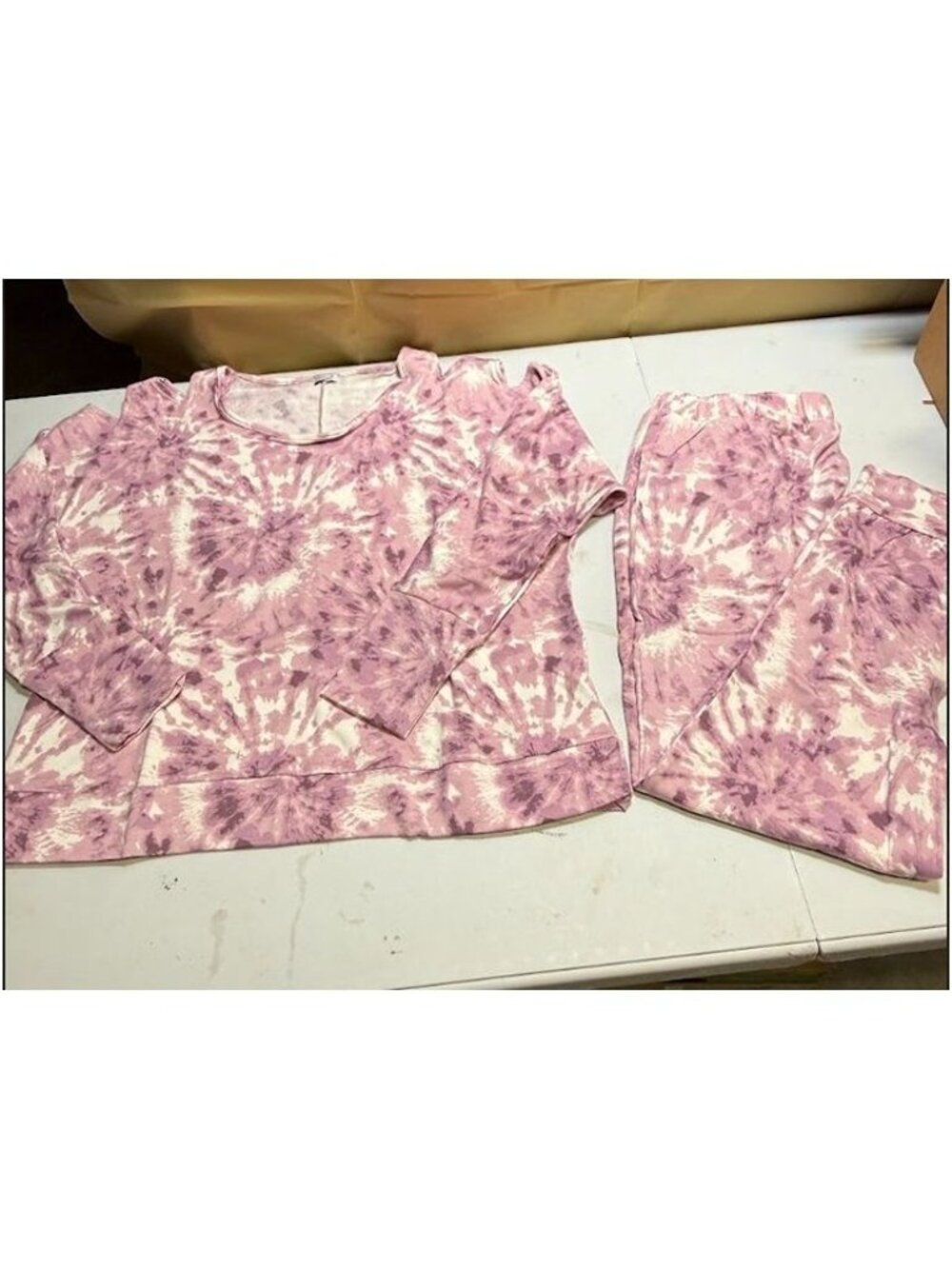 Studio 1886 Cold Shoulder Tie-Dye Pink & White Lounge Set Size Large - Picture 5 of 9